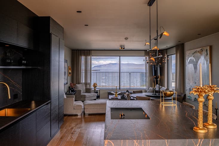 Eldhús - efni og frágangur á alþjóðlegum lúxusstaðli